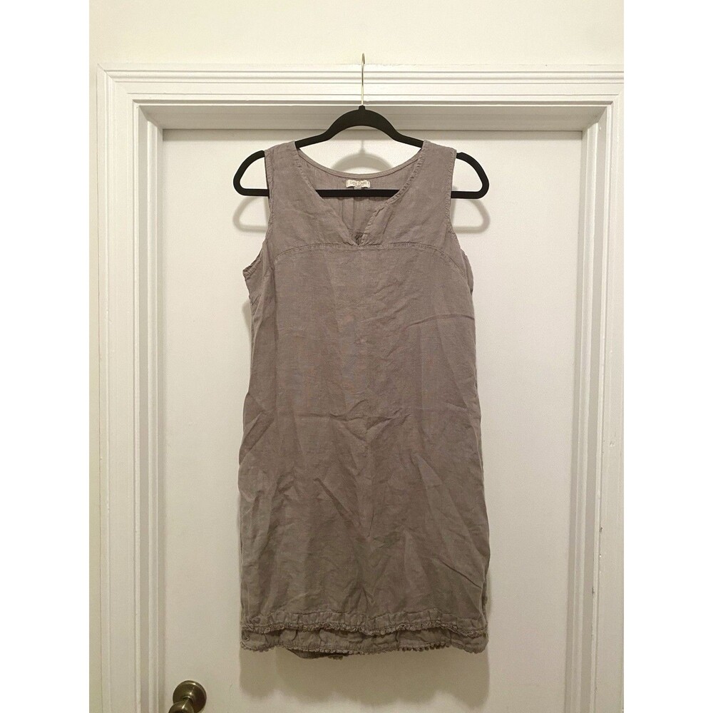 Lina Tomei Sleeveless Linen Dress Women's Small Gray Made In Italy Minimalist